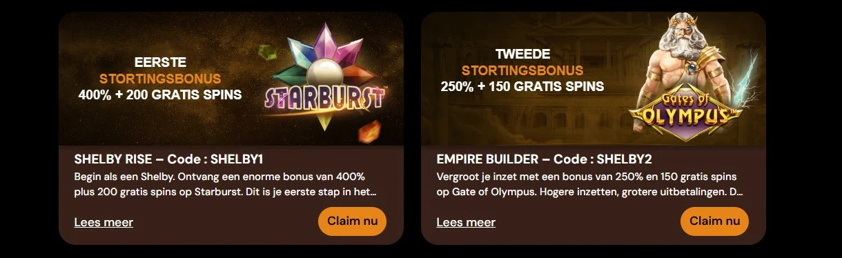 ShelbyWin Casino Welkomstboni